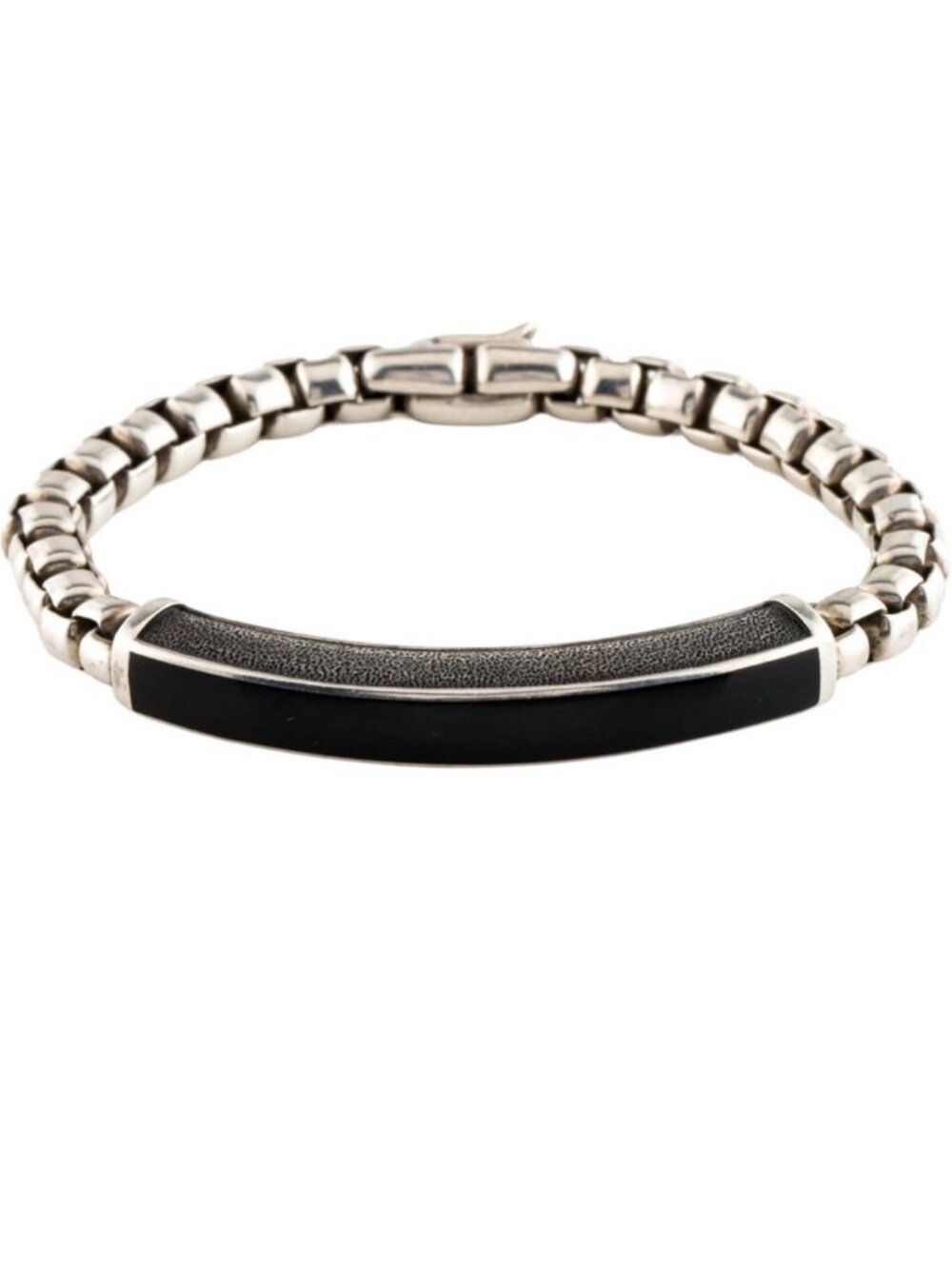 DAVID YURMAN STERLING SILVER 925 ONYX EXOTIC STONE ID BRACELET